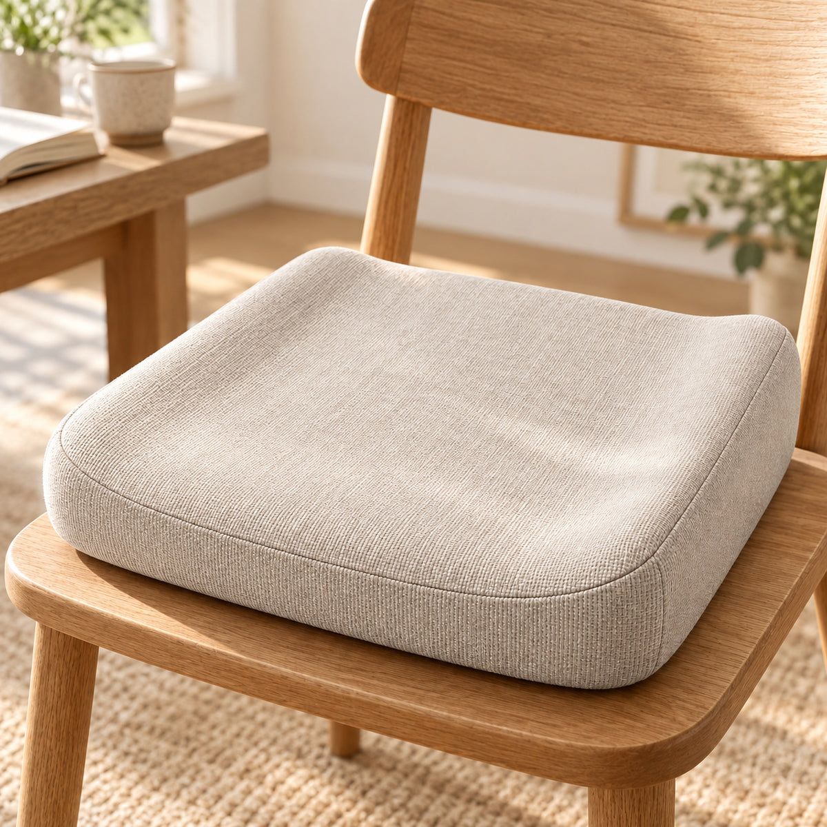 Climmatee Soft Beige Contoured Comfort Cushion with Rounded Edge Design