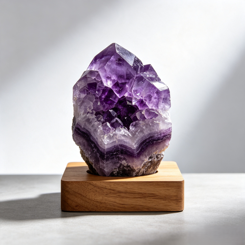 Climatese® Purple Crystal-Effect Cluster Ornament with Wooden Base