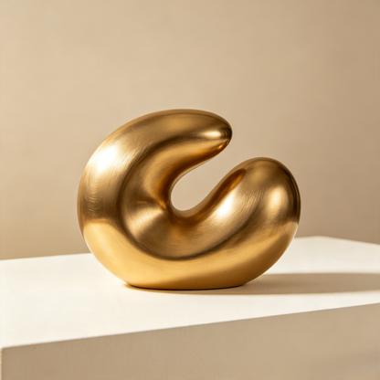 Climatese® Minimalist Abstract Gold-Tone Curve Sculpture