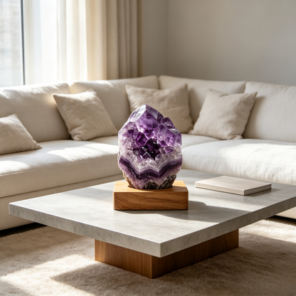 Climatese® Purple Crystal-Effect Cluster Ornament with Wooden Base