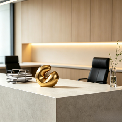 Climatese® Minimalist Abstract Gold-Tone Curve Sculpture