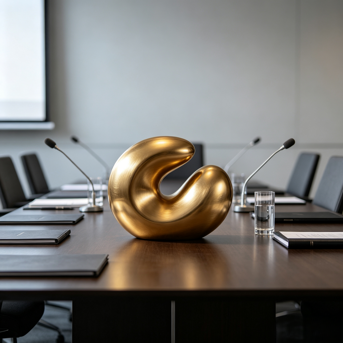 Climatese® Minimalist Abstract Gold-Tone Curve Sculpture