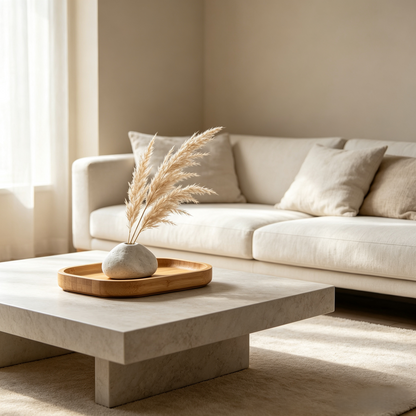 Climatese® Minimalist Pebble-Inspired Ceramic Vase with Bamboo Tray