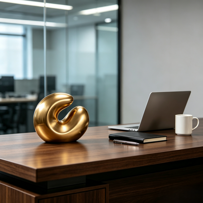 Climatese® Minimalist Abstract Gold-Tone Curve Sculpture