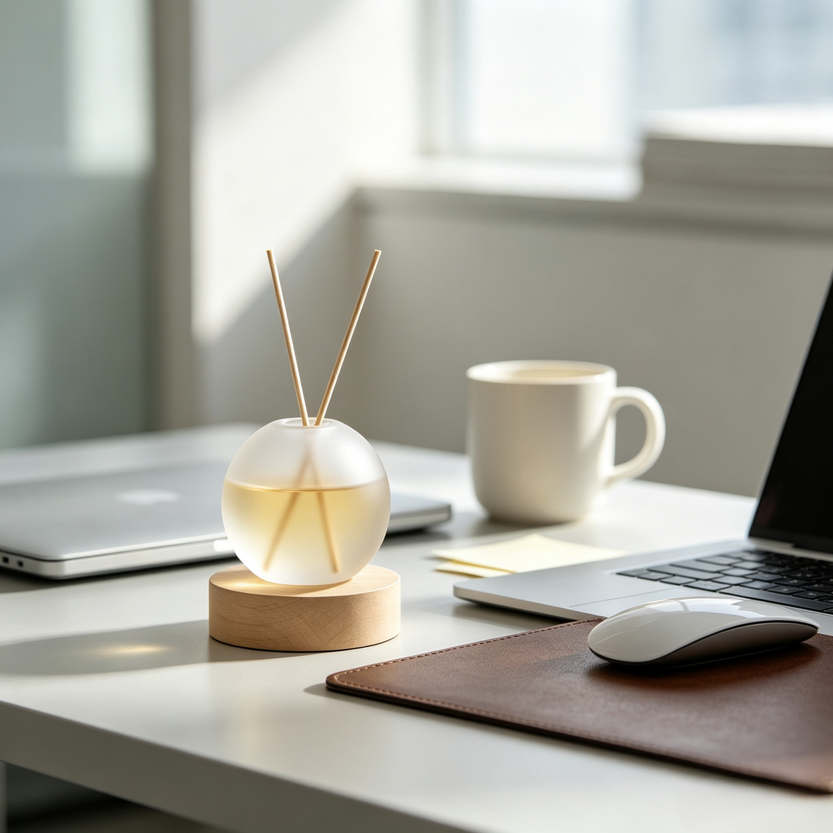 Climatese® Frosted Glass Reed Diffuser Bottle with Wood Base
