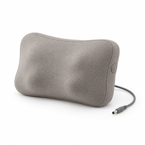 Climmatee Soft Taupe Contoured Massage Pillow with Minimal Button Detail