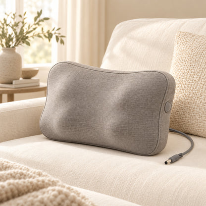Climmatee Soft Taupe Contoured Massage Pillow with Minimal Button Detail