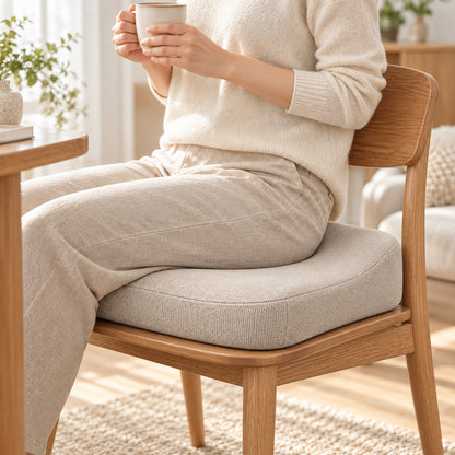 Climmatee Soft Beige Contoured Comfort Cushion with Rounded Edge Design