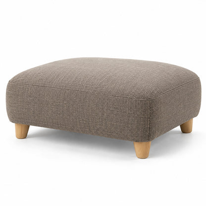 Climmatee Brown Fabric-Look Foot Rest Ottoman with Wood-Tone Legs