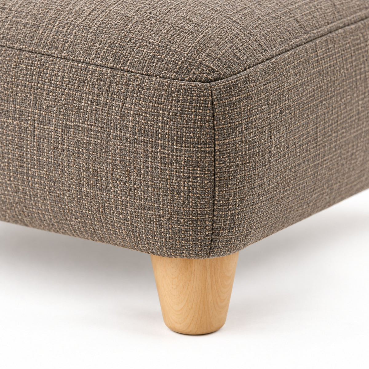 Climmatee Brown Fabric-Look Foot Rest Ottoman with Wood-Tone Legs