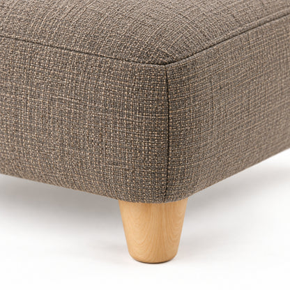 Climmatee Brown Fabric-Look Foot Rest Ottoman with Wood-Tone Legs