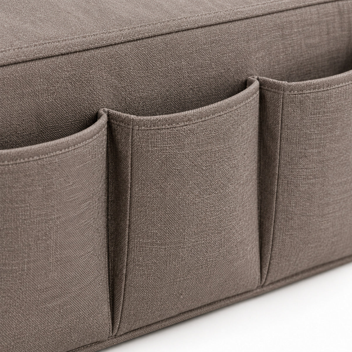 Climmatee Brown Fabric-Look Recliner Arm Organizer with Three Front Pockets