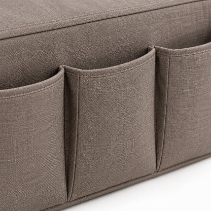 Climmatee Brown Fabric-Look Recliner Arm Organizer with Three Front Pockets