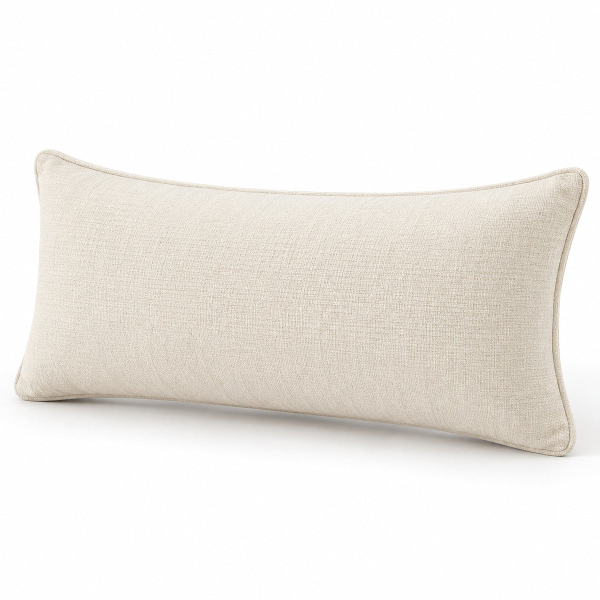 Climmatee Ivory Rectangular Lumbar Pillow with Soft Fabric-Look Texture