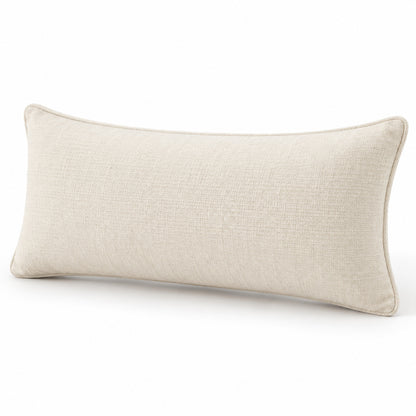 Climmatee Ivory Rectangular Lumbar Pillow with Soft Fabric-Look Texture
