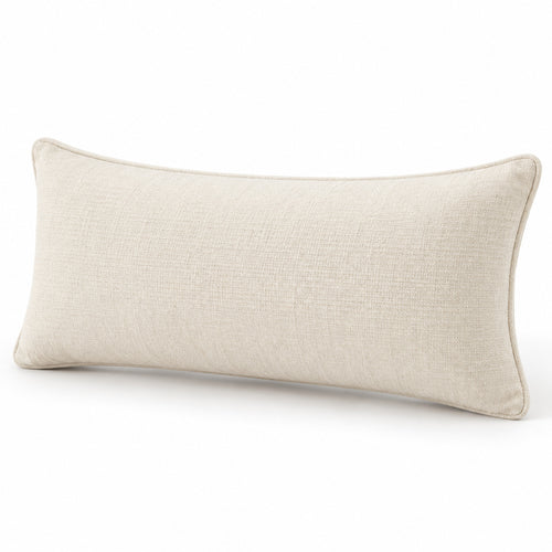 Climmatee Ivory Rectangular Lumbar Pillow with Soft Fabric-Look Texture