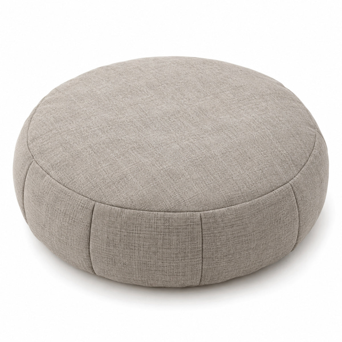 Climmatee Taupe Round Floor Cushion with Fabric-Look Panel Design