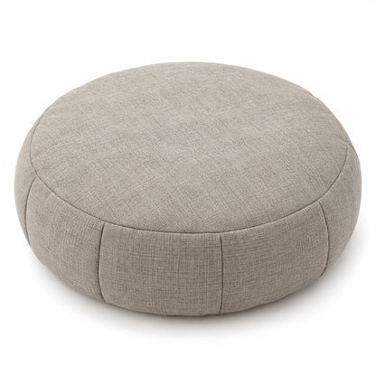 Climmatee Taupe Round Floor Cushion with Fabric-Look Panel Design