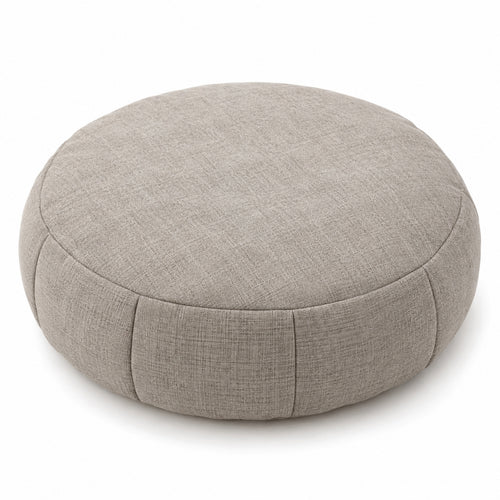 Climmatee Taupe Round Floor Cushion with Fabric-Look Panel Design