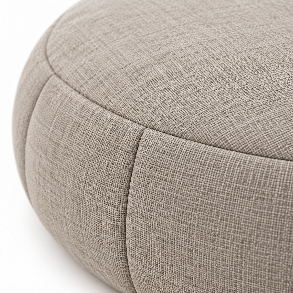 Climmatee Taupe Round Floor Cushion with Fabric-Look Panel Design