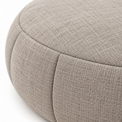 Climmatee Taupe Round Floor Cushion with Fabric-Look Panel Design