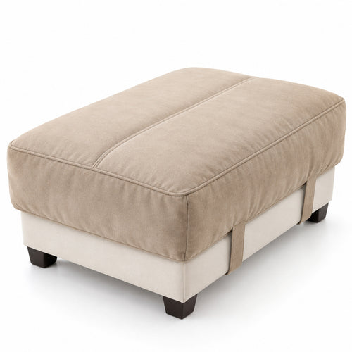 Climmatee Beige Padded Ottoman Cushion Cover with Strap Detail