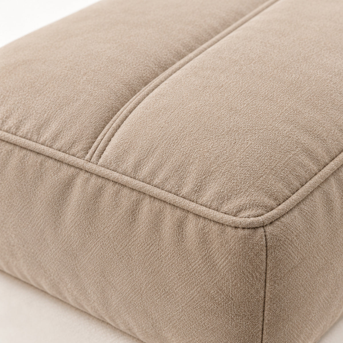 Climmatee Beige Padded Ottoman Cushion Cover with Strap Detail