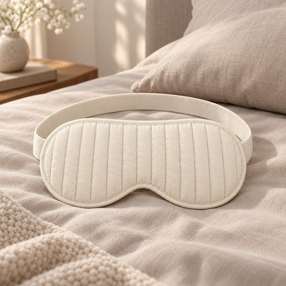 Climmatee Ivory Quilted Sleep Mask with Soft Strap Design