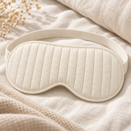 Climmatee Ivory Quilted Sleep Mask with Soft Strap Design