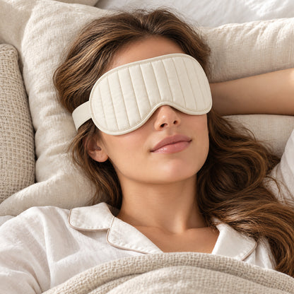 Climmatee Ivory Quilted Sleep Mask with Soft Strap Design