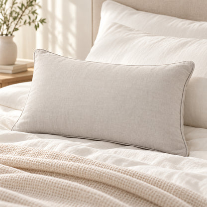 Climmatee Light Beige Rectangular Pillow with Soft Fabric-Look Texture