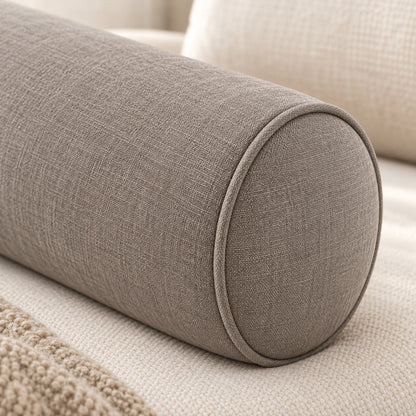 Climmatee Taupe Cylindrical Bolster Pillow with Fabric-Look Texture