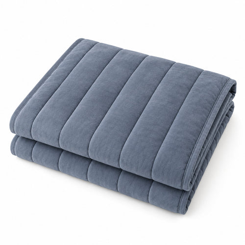 Climmatee Blue Quilted Weighted Blanket with Soft Channel Design