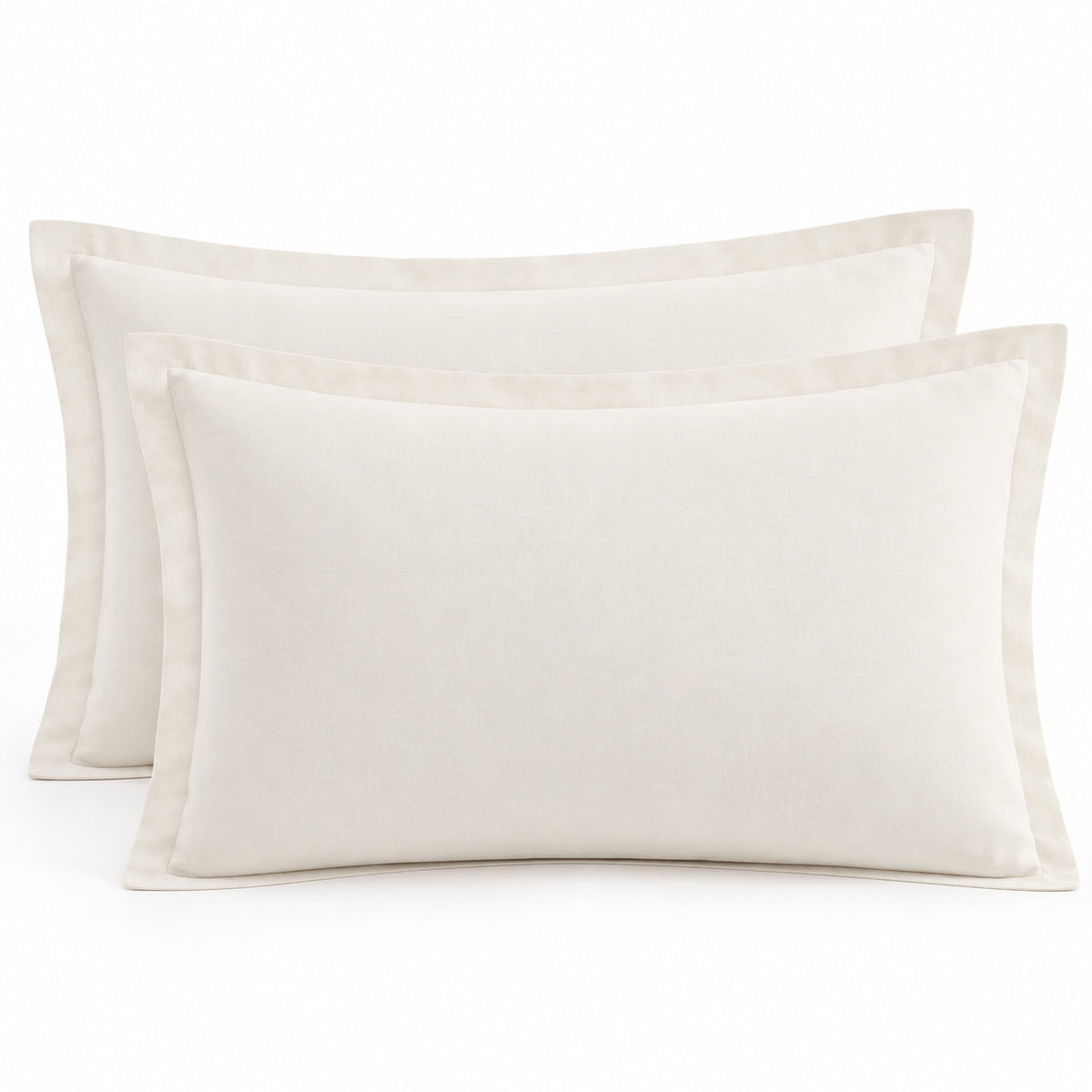 Climmatee Ivory Pillow Sham Set with Clean Border Design