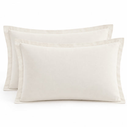 Climmatee Ivory Pillow Sham Set with Clean Border Design