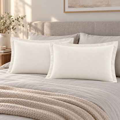 Climmatee Ivory Pillow Sham Set with Clean Border Design