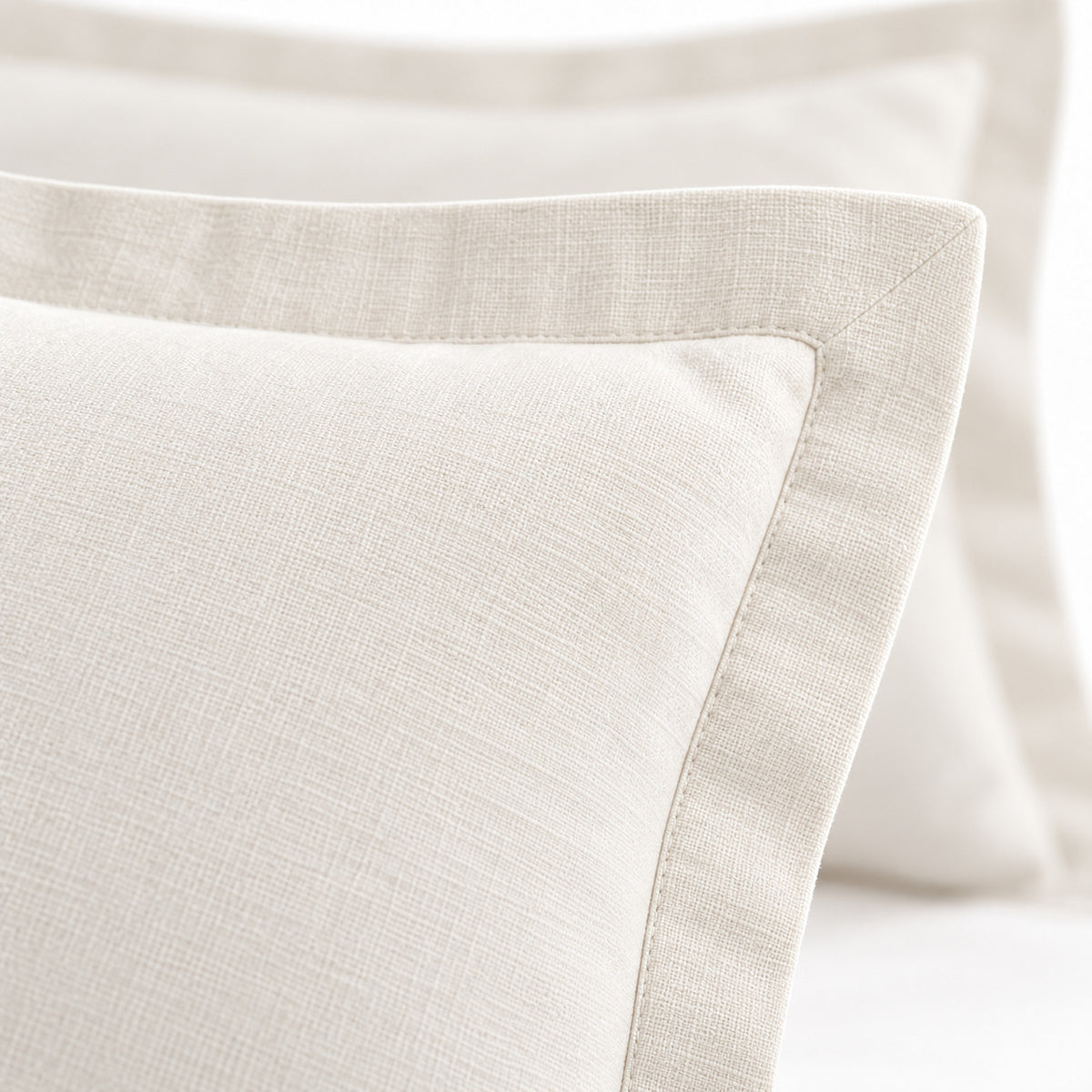Climmatee Ivory Pillow Sham Set with Clean Border Design