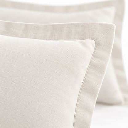 Climmatee Ivory Pillow Sham Set with Clean Border Design