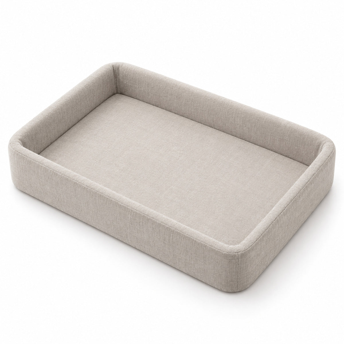 Climmatee Light Beige Bedside Storage Tray with Raised Fabric-Look Edges
