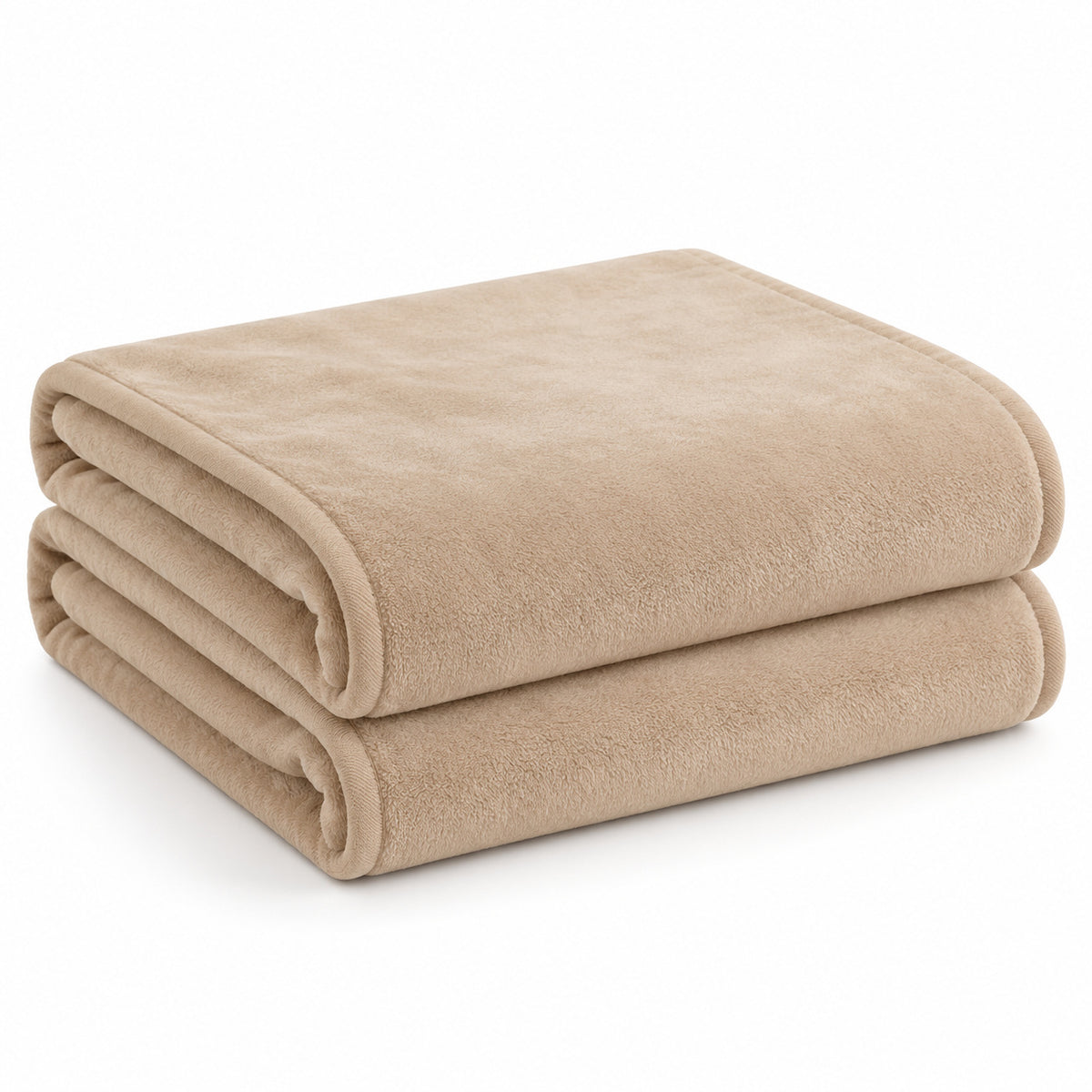Climmatee Beige Plush-Look Throw Blanket with Soft Folded Design