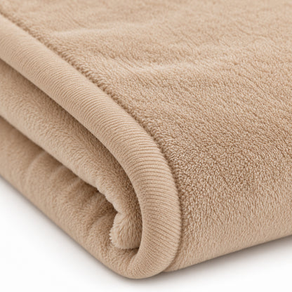 Climmatee Beige Plush-Look Throw Blanket with Soft Folded Design