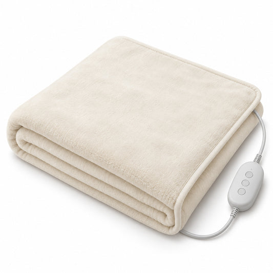 Climmatee Ivory Plush-Look Heated Blanket with Corded Controller