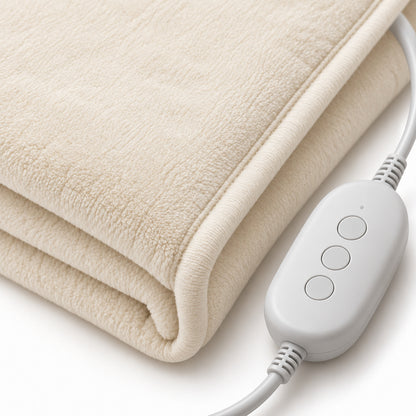 Climmatee Ivory Plush-Look Heated Blanket with Corded Controller