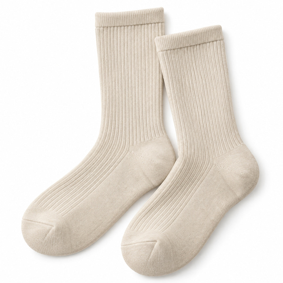 Climmatee Ivory Ribbed Warm Socks with Classic Crew Design